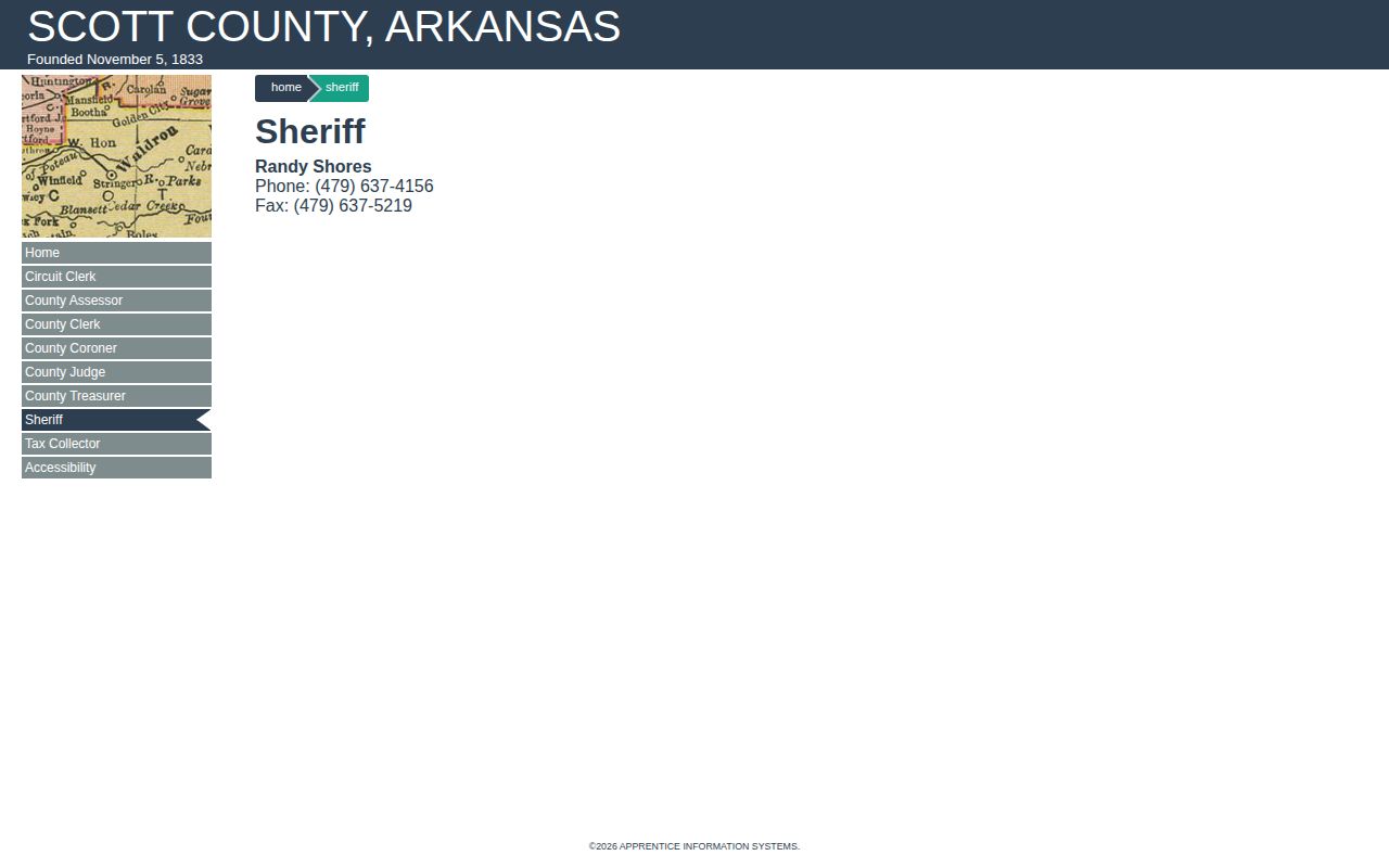 Scott County Sheriff contact page without an online busted mugshot roster