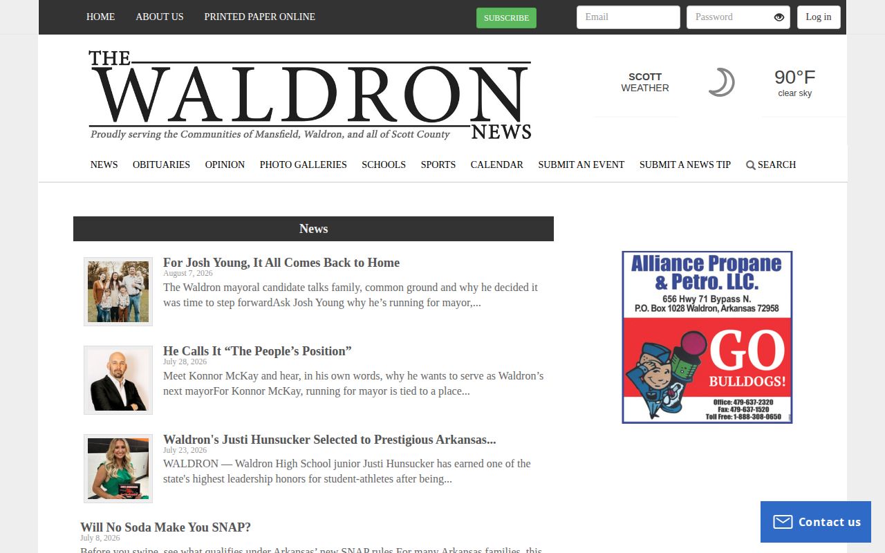 Waldron News Online Scott County arrest and local news page